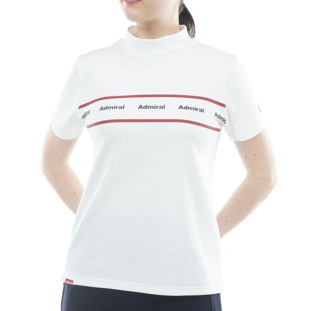 アドミラル Admiral 伸ばすこと カラタッチ カラーロゴモックネック半袖プルオーバー レディス