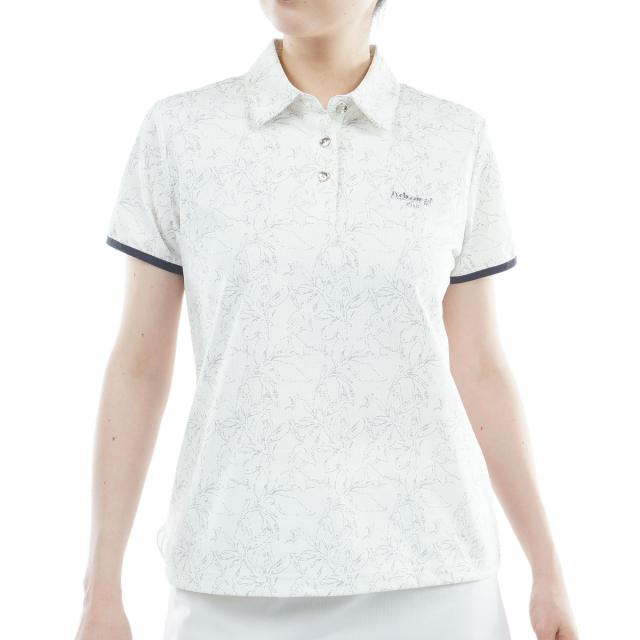 アドミラル　Admiral　ストレッチメッシュ リーフ柄半袖ポロシャツ　レディス