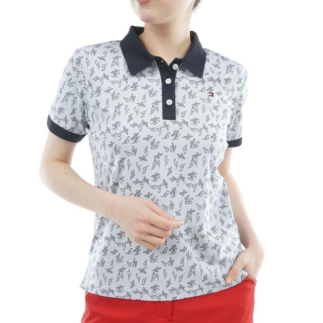 トミー ヒルフィガー ゴルフ　TOMMY HILFIGER GOLF　ロゴジャカード クレリック半袖ポロシャツ　レディス
