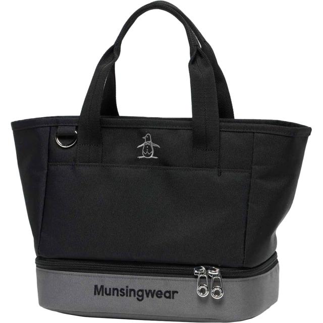 MUNSINGWEAR マンシングウェア PUレザー ゴルフ カートバッグ 黒 マンシングウェア Munsingwear 保冷機能付き バイカラー2層式カート