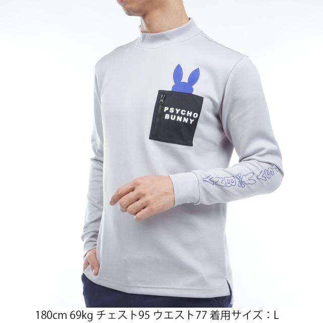 サイコバニー　PSYCHO BUNNY　GOLF アームロゴ ポケットバニーモックネック長袖Tシャツ_1