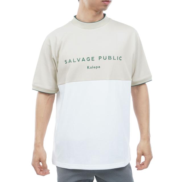 サルベージ パブリック コレパ　SALVAGE PUBLIC Kolepa　ストレッチ Kolepa Stamp クリナポハポハバイカラーモックネック半袖シャツ