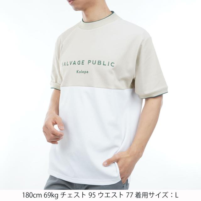 サルベージ パブリック コレパ　SALVAGE PUBLIC Kolepa　ストレッチ Kolepa Stamp クリナポハポハバイカラーモックネック半袖シャツ_1