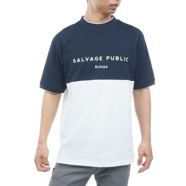 サルベージ パブリック コレパ　SALVAGE PUBLIC Kolepa　ストレッチ Kolepa Stamp クリナポハポハバイカラーモックネック半袖シャツ_3