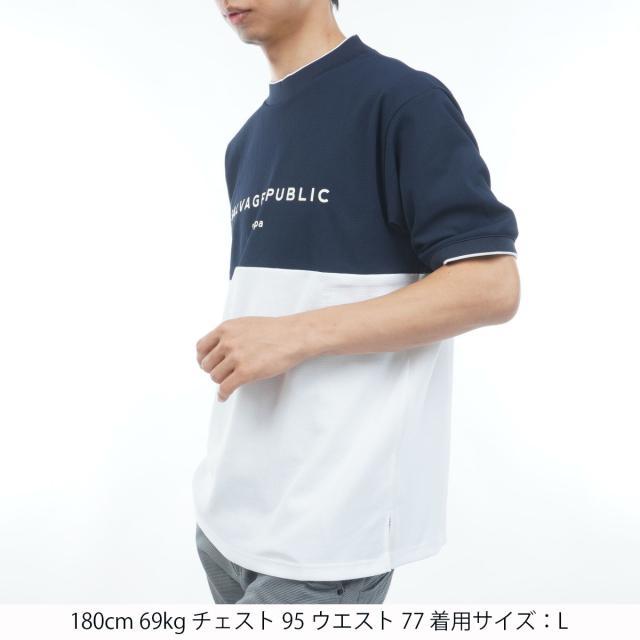 サルベージ パブリック コレパ　SALVAGE PUBLIC Kolepa　ストレッチ Kolepa Stamp クリナポハポハバイカラーモックネック半袖シャツ_4