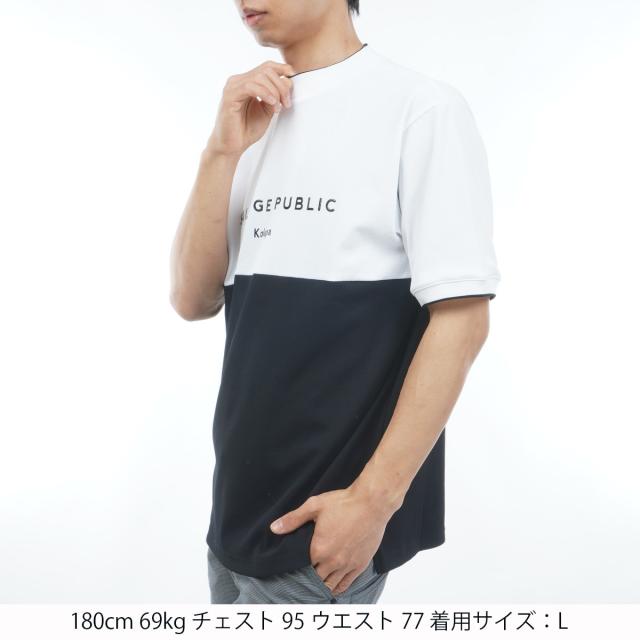 サルベージ パブリック コレパ　SALVAGE PUBLIC Kolepa　ストレッチ Kolepa Stamp クリナポハポハバイカラーモックネック半袖シャツ_12