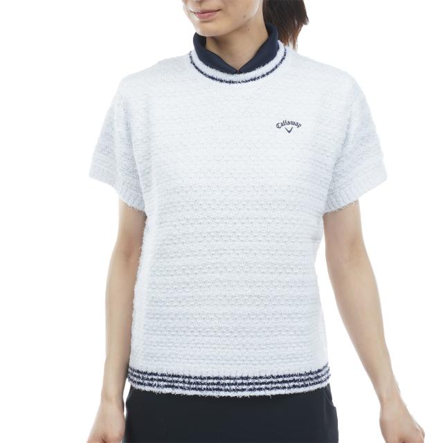 キャロウェイゴルフ　Callaway Golf　シャギーニット クルーネック 半袖プルオーバーセーター　レディス