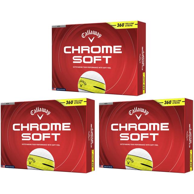 キャロウェイゴルフ　CHROME SOFT　CHROME SOFT 360 イエローストライプ ボール 3ダースセット