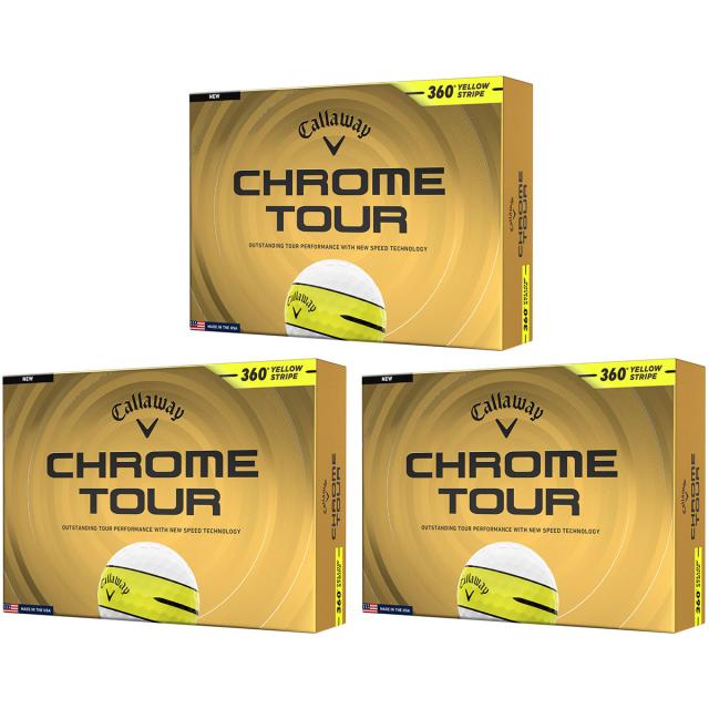 キャロウェイゴルフ　CHROME TOUR　CHROME TOUR 360 イエローストライプ ボール 3ダースセット