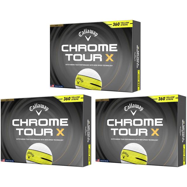 キャロウェイゴルフ　CHROME TOUR　CHROME TOUR X 360 イエローストライプ ボール 3ダースセット