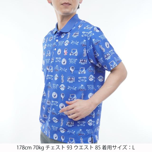 マンシングウェア　Munsingwear　ストレッチ SUNSCREENゴルフモチーフプリント半袖ポロシャツ_1