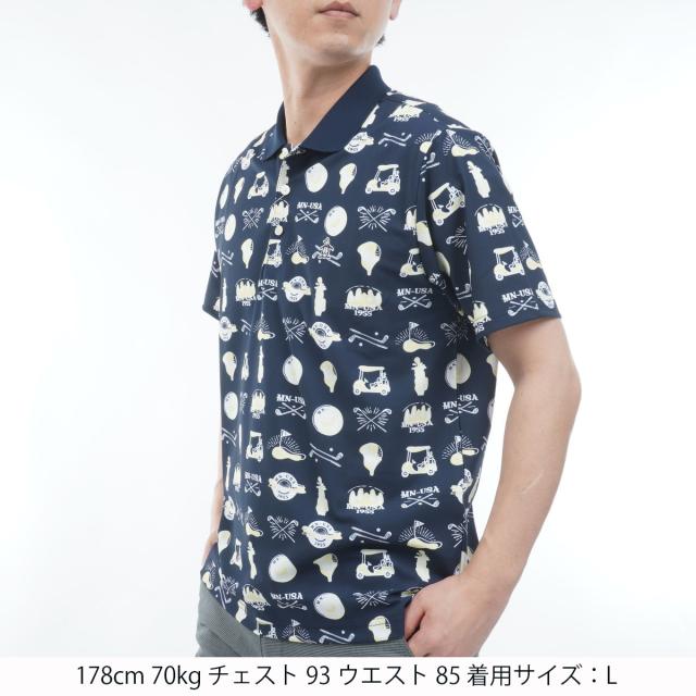 マンシングウェア　Munsingwear　ストレッチ SUNSCREENゴルフモチーフプリント半袖ポロシャツ_12