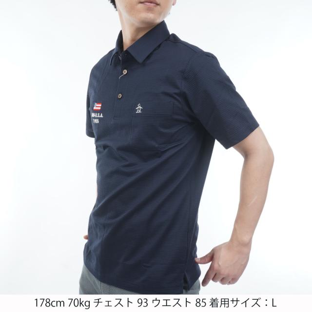 マンシングウェア　Munsingwear　ストレッチ ハウンドトゥース柄台衿付き半袖ポロシャツ_1