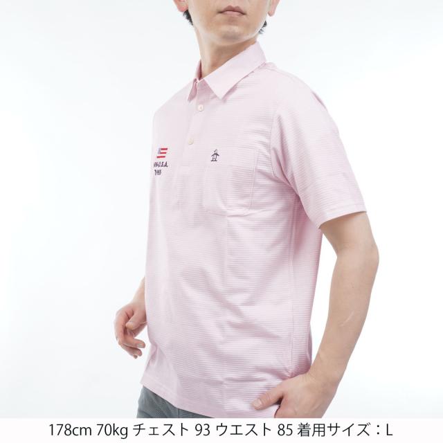 マンシングウェア　Munsingwear　ストレッチ ハウンドトゥース柄台衿付き半袖ポロシャツ_4
