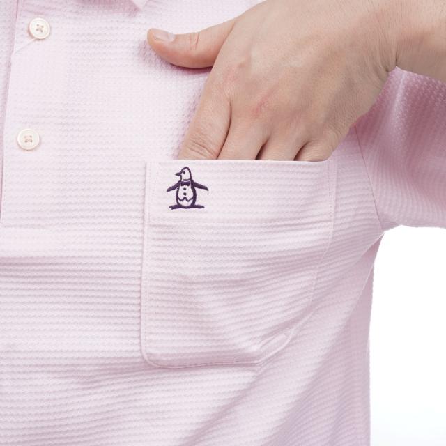 マンシングウェア　Munsingwear　ストレッチ ハウンドトゥース柄台衿付き半袖ポロシャツ_10