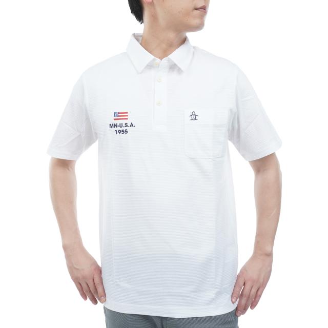 マンシングウェア　Munsingwear　ストレッチ ハウンドトゥース柄台衿付き半袖ポロシャツ_12
