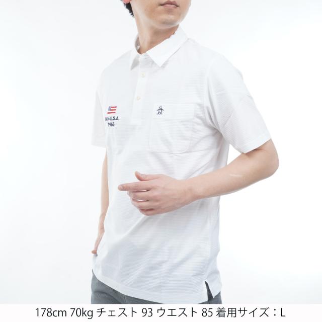 マンシングウェア　Munsingwear　ストレッチ ハウンドトゥース柄台衿付き半袖ポロシャツ_13
