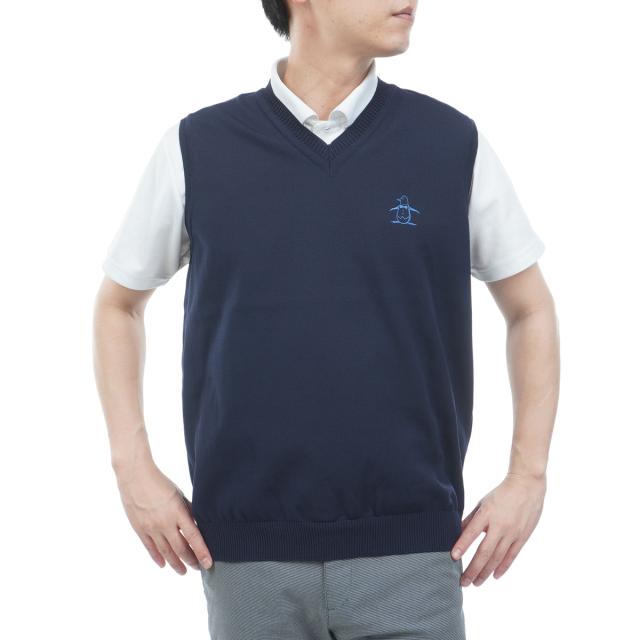 マンシングウェア　Munsingwear　背面地柄ボーダーVネックベスト