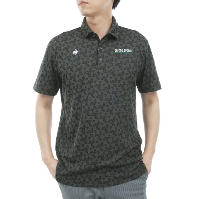 ルコックスポルティフ ゴルフ　Le coq sportif GOLF　ストレッチ トライアングルジャカード半袖ポロシャツ