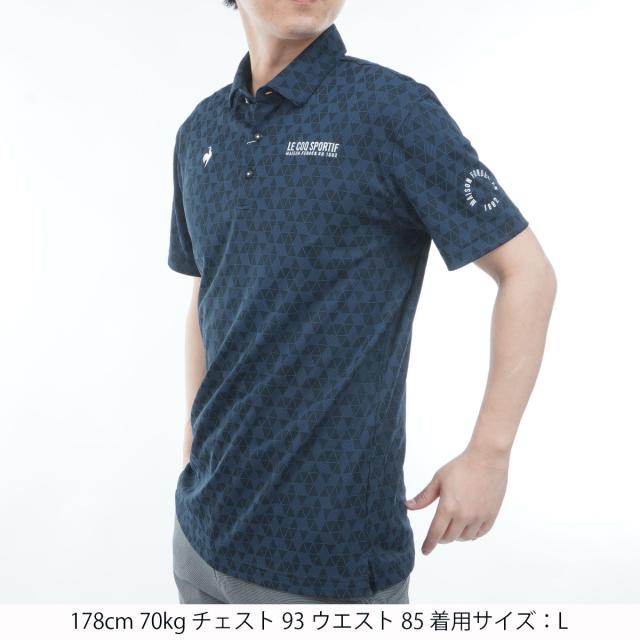 ルコックスポルティフ ゴルフ　Le coq sportif GOLF　ストレッチ トライアングルジャカード半袖ポロシャツ_11