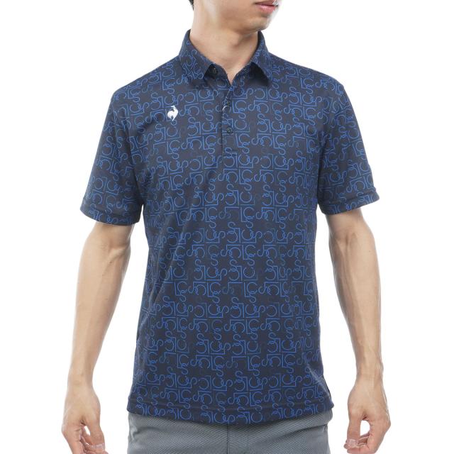 ルコックスポルティフ ゴルフ　Le coq sportif GOLF　ストレッチ LCSモノグラム柄半袖ポロシャツ