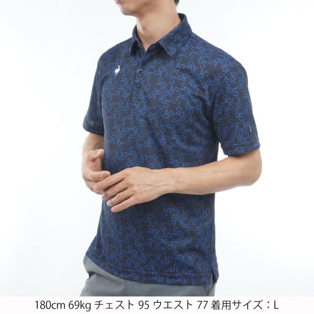 ルコックスポルティフ ゴルフ　Le coq sportif GOLF　ストレッチ LCSモノグラム柄半袖ポロシャツ_1