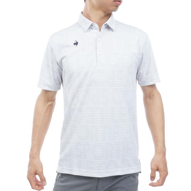ルコックスポルティフ ゴルフ　Le coq sportif GOLF　ストレッチ グラフィックロゴボーダー柄半袖ポロシャツ
