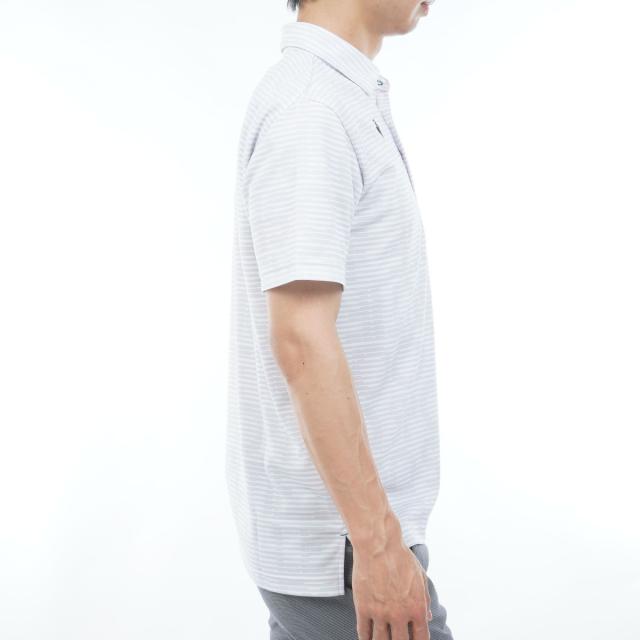 ルコックスポルティフ ゴルフ　Le coq sportif GOLF　ストレッチ グラフィックロゴボーダー柄半袖ポロシャツ_4