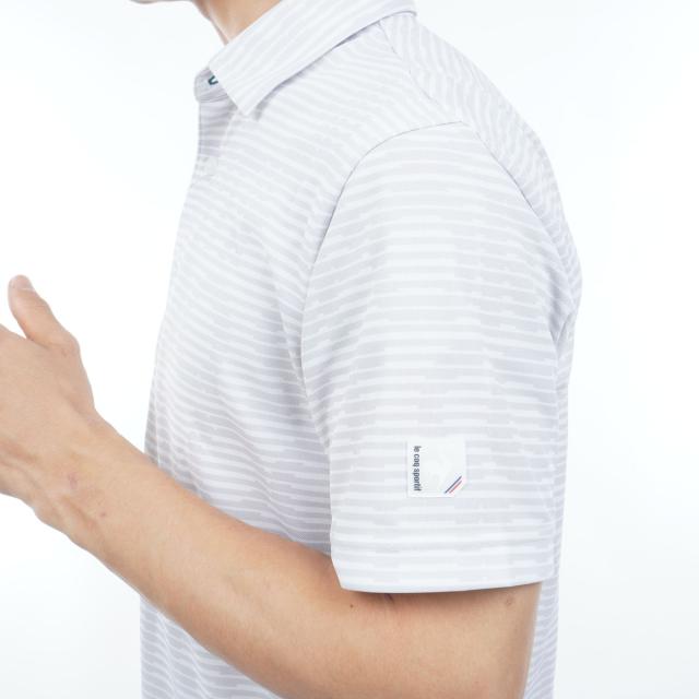 ルコックスポルティフ ゴルフ　Le coq sportif GOLF　ストレッチ グラフィックロゴボーダー柄半袖ポロシャツ_6