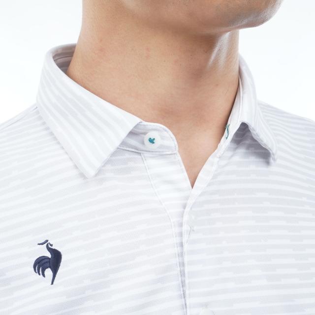 ルコックスポルティフ ゴルフ　Le coq sportif GOLF　ストレッチ グラフィックロゴボーダー柄半袖ポロシャツ_7