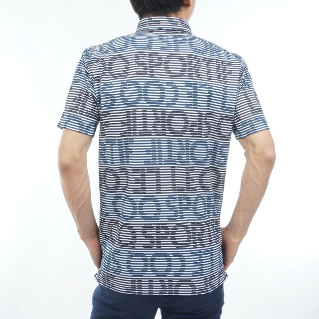 ルコックスポルティフ ゴルフ　Le coq sportif GOLF　ストレッチ グラフィックロゴボーダー柄半袖ポロシャツ_12