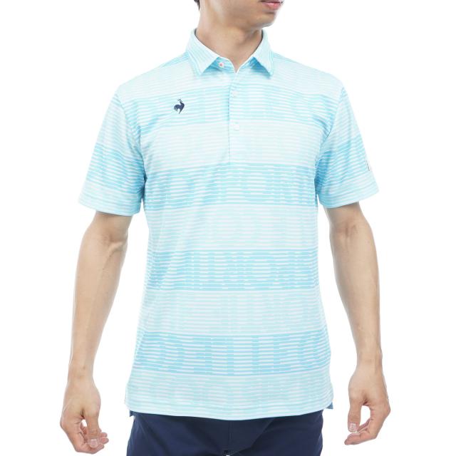 ルコックスポルティフ ゴルフ　Le coq sportif GOLF　ストレッチ グラフィックロゴボーダー柄半袖ポロシャツ_13