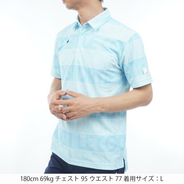 ルコックスポルティフ ゴルフ　Le coq sportif GOLF　ストレッチ グラフィックロゴボーダー柄半袖ポロシャツ_14