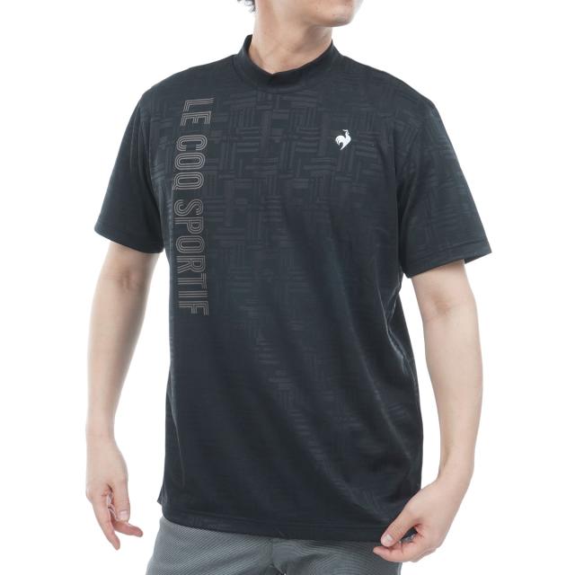 ルコックスポルティフ ゴルフ　Le coq sportif GOLF　ストレッチ チェックジャカードモックネック半袖シャツ