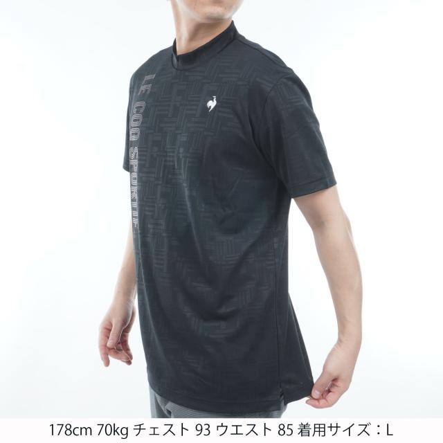 ルコックスポルティフ ゴルフ　Le coq sportif GOLF　ストレッチ チェックジャカードモックネック半袖シャツ_1