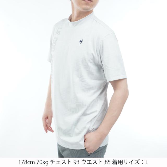 ルコックスポルティフ ゴルフ　Le coq sportif GOLF　ストレッチ チェックジャカードモックネック半袖シャツ_4