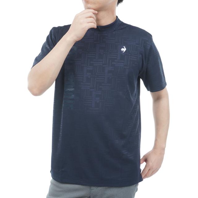 ルコックスポルティフ ゴルフ　Le coq sportif GOLF　ストレッチ チェックジャカードモックネック半袖シャツ_11