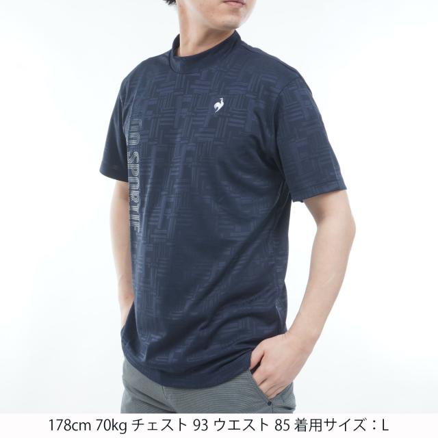 ルコックスポルティフ ゴルフ　Le coq sportif GOLF　ストレッチ チェックジャカードモックネック半袖シャツ_12