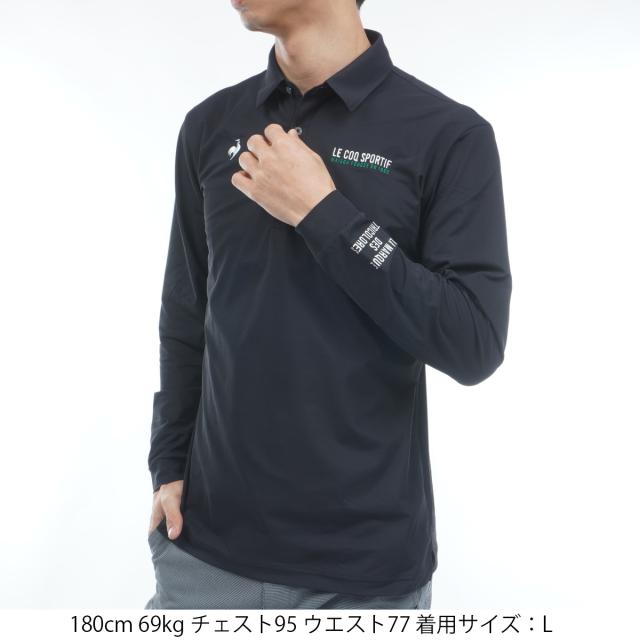 ルコックスポルティフ ゴルフ　Le coq sportif GOLF　ストレッチ マーキングデザイン長袖ポロシャツ_1