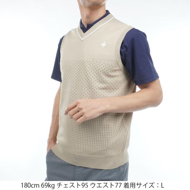 ルコックスポルティフ ゴルフ　Le coq sportif GOLF　ウォッシャブルVネックニットベスト_1