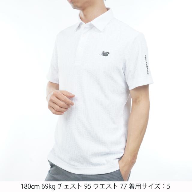 ニューバランス　New Balance Golf　ストレッチ ロゴジャカード 共襟半袖ポロシャツ_4
