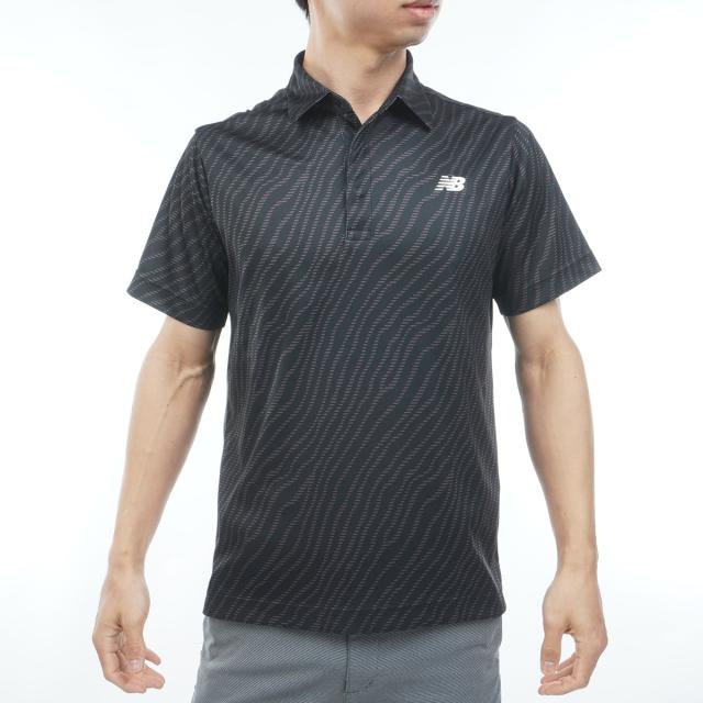 ニューバランス　New Balance Golf　ストレッチ メッシュ ゼブラプリント 共襟半袖ポロシャツ