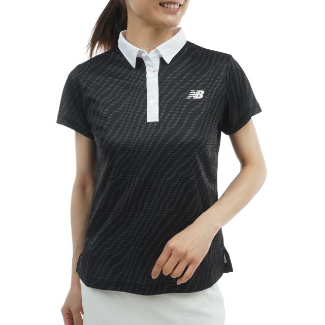 ニューバランス　New Balance Golf　ストレッチ メッシュ ゼブラプリント 共襟半袖ポロシャツ　レディス