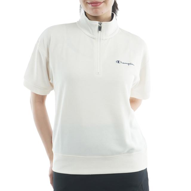 チャンピオンゴルフ　Champion GOLF　テックウイーブテリー ストレッチ 裏毛半袖ハーフジップスウェット　レディス