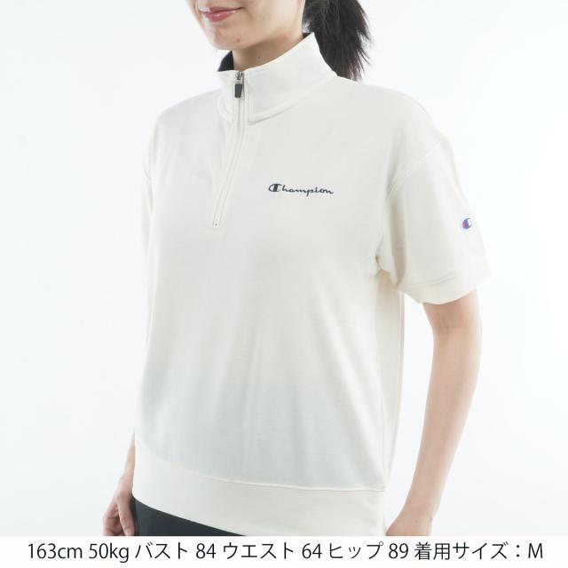 チャンピオンゴルフ　Champion GOLF　テックウイーブテリー ストレッチ 裏毛半袖ハーフジップスウェット　レディス_1