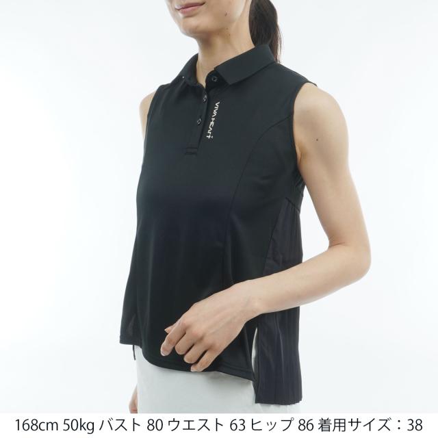 ビバハート　VIVA HEART　バックプリーツノースリーブポロシャツ　レディス_4