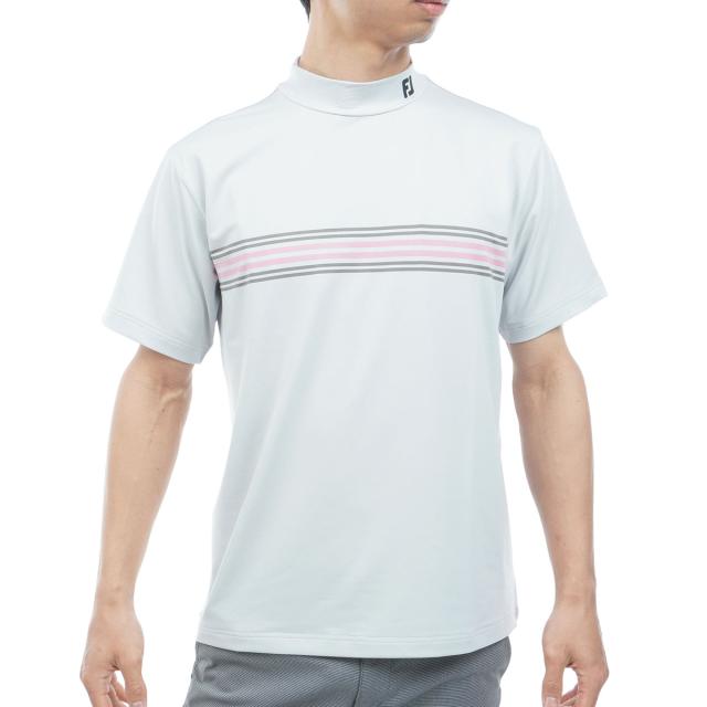 フットジョイ　Foot Joy　ストレッチ マルチクーリングメッシュ パネルボーダー モックネック半袖シャツ