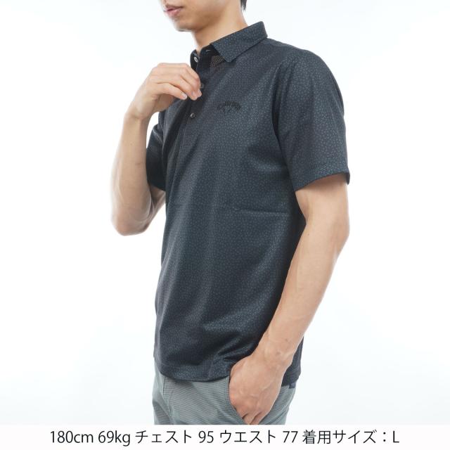 キャロウェイゴルフ　Callaway Golf　かざあなメッシュ小ヤシの木総柄半袖ポロシャツ_1