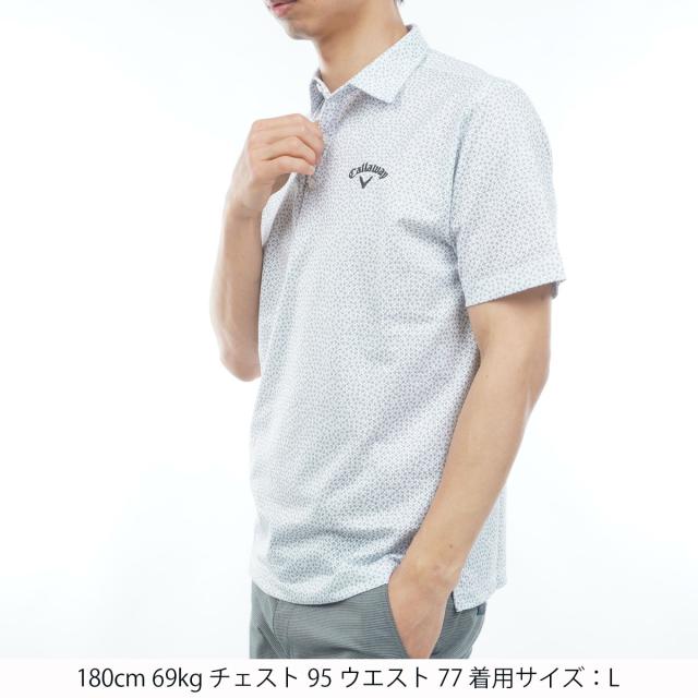 キャロウェイゴルフ　Callaway Golf　かざあなメッシュ小ヤシの木総柄半袖ポロシャツ_11