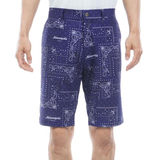 マンシングウェア　Munsingwear　ストレッチ バンダナ総柄ドットメッシュハーフパンツ